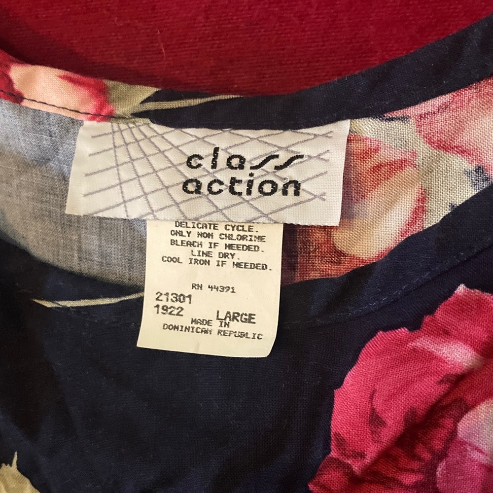 🗝️ Vintage 90s Navy Rose Rayon Maxi Dress | Class Action - Picture 2 of 4